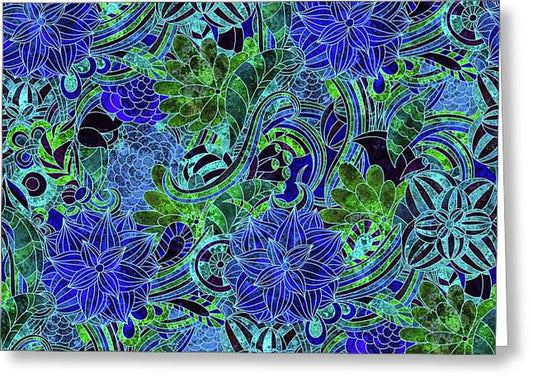 Blue Floral Pattern - Greeting Card