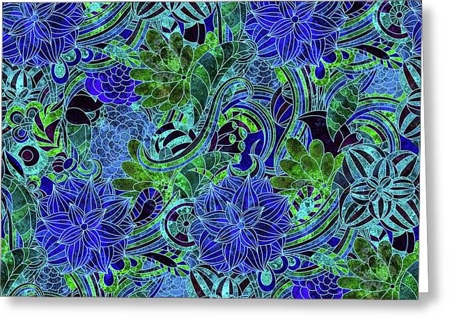 Blue Floral Pattern - Greeting Card