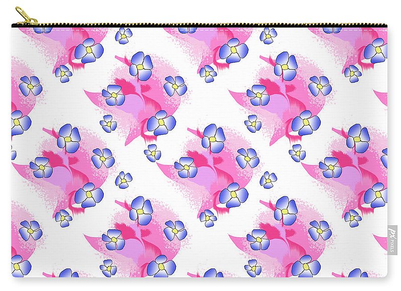 Blue Flowers On Pink - Carry-All Pouch