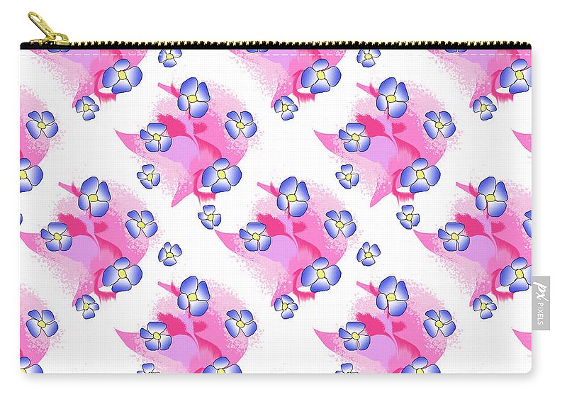 Blue Flowers On Pink - Carry-All Pouch