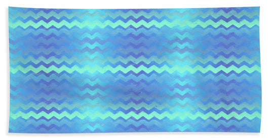 Blue Green Mermaid Chevron - Beach Towel