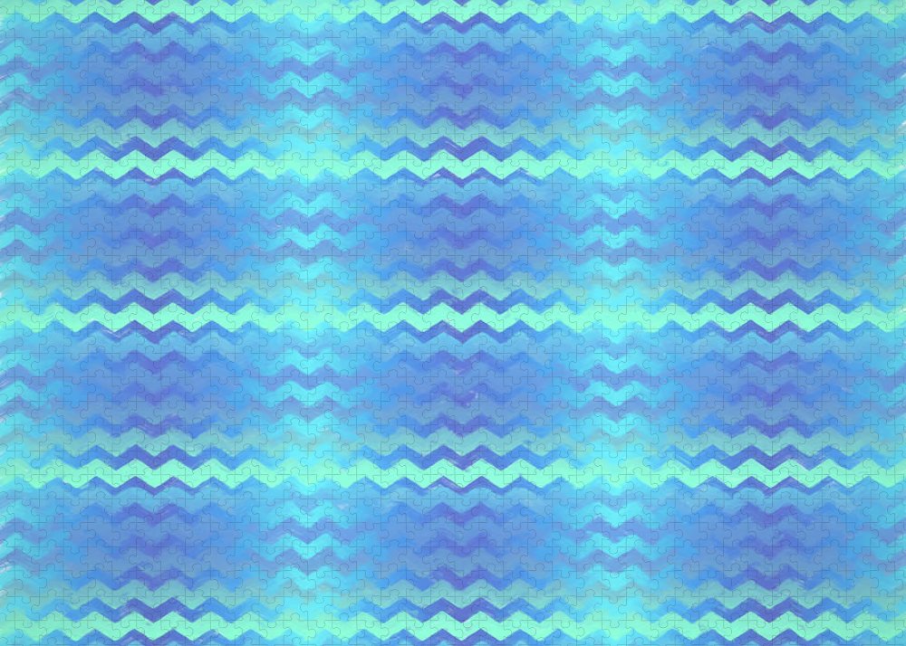 Blue Green Mermaid Chevron - Puzzle