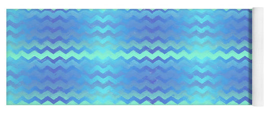 Blue Green Mermaid Chevron - Yoga Mat