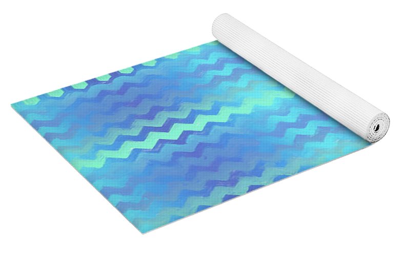 Blue Green Mermaid Chevron - Yoga Mat