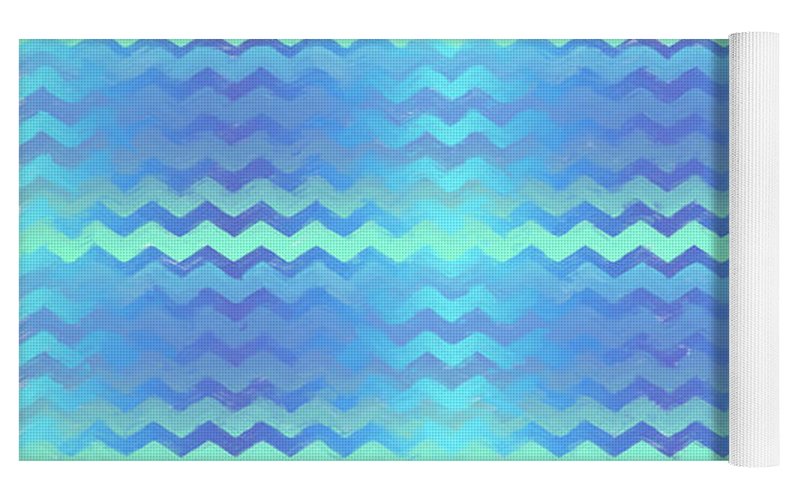 Blue Green Mermaid Chevron - Yoga Mat