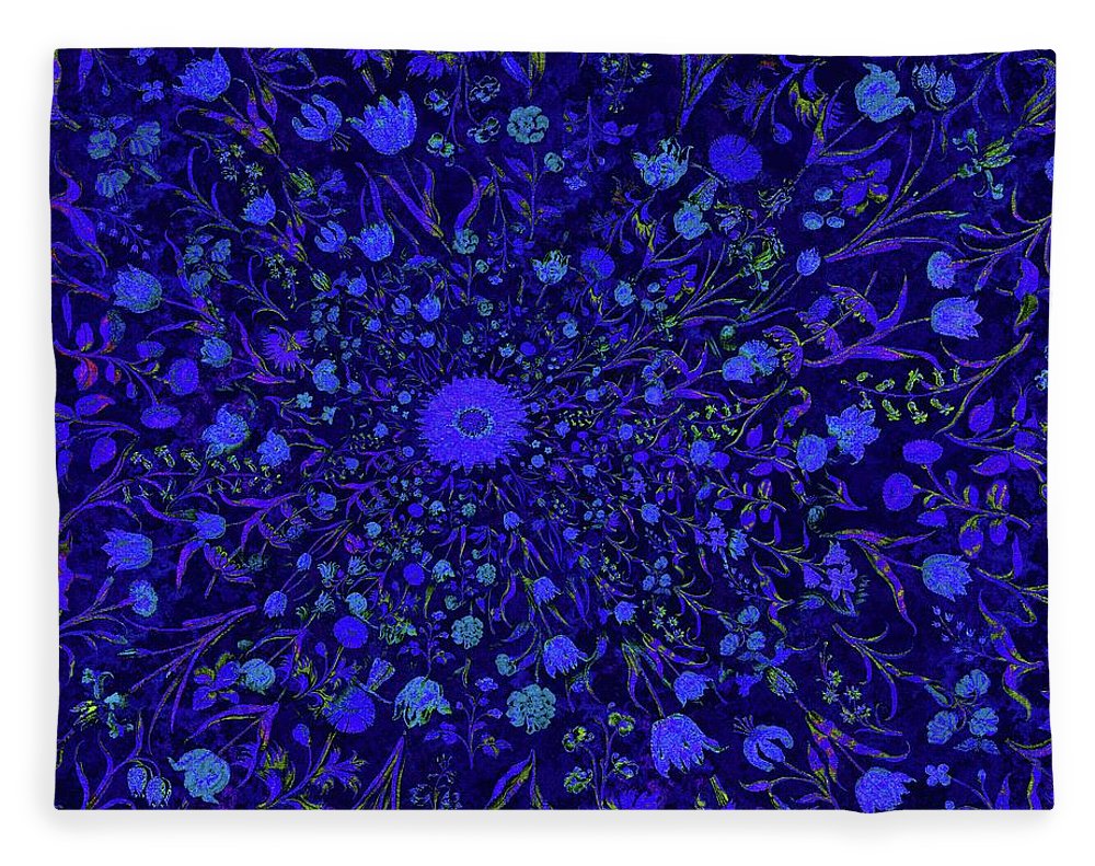 Blue Medieval Flowers  - Blanket