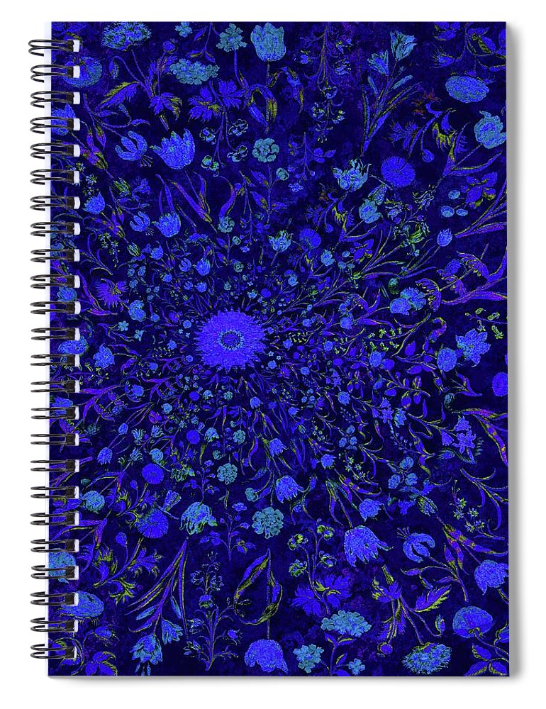Blue Medieval Flowers  - Spiral Notebook