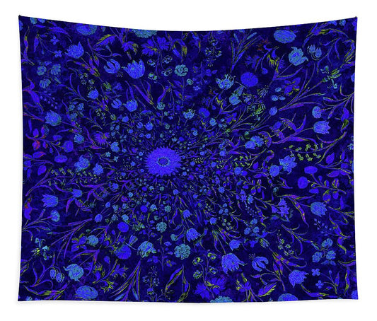 Blue Medieval Flowers  - Tapestry