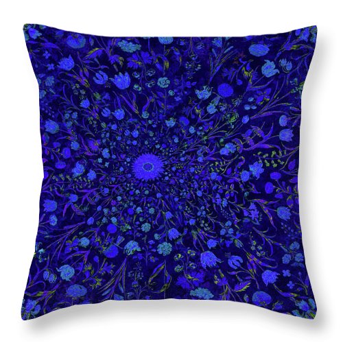 Blue Medieval Flowers  - Throw Pillow