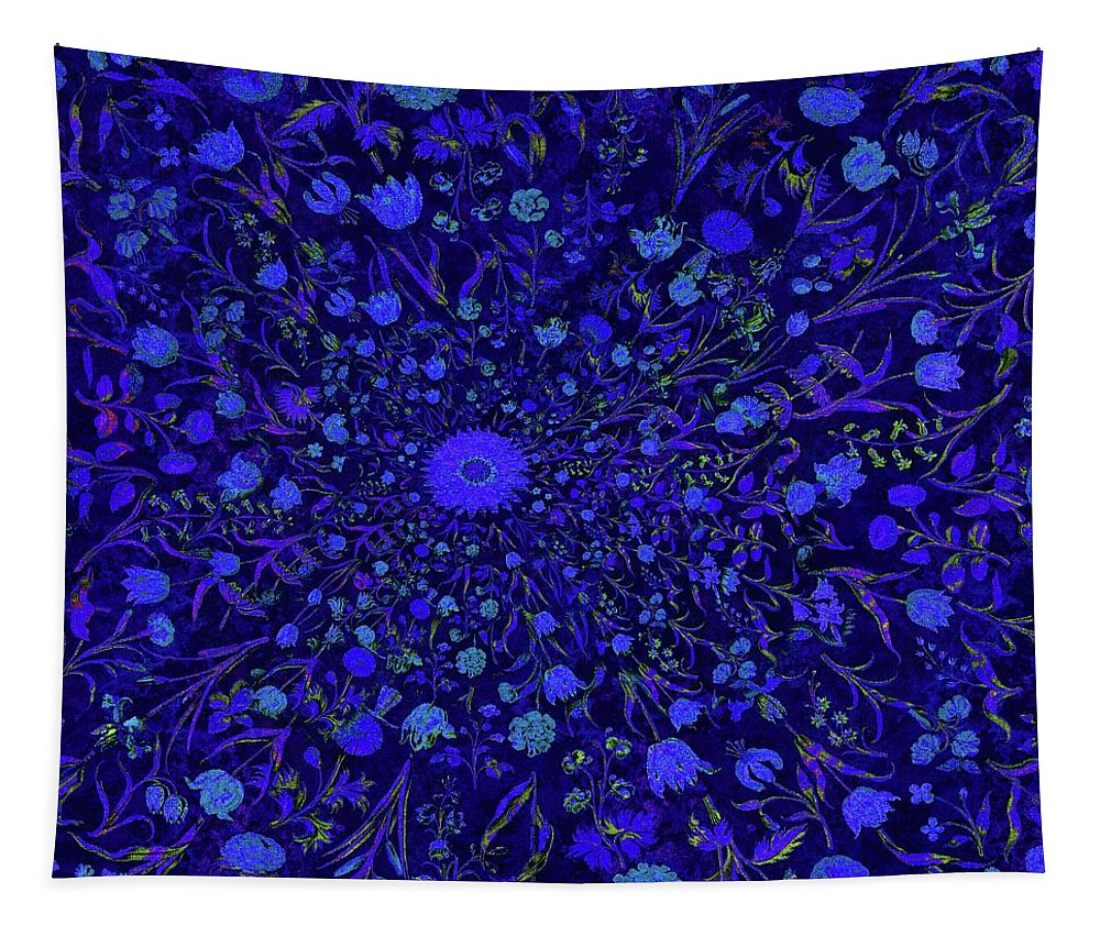 Blue Medieval Flowers  - Tapestry