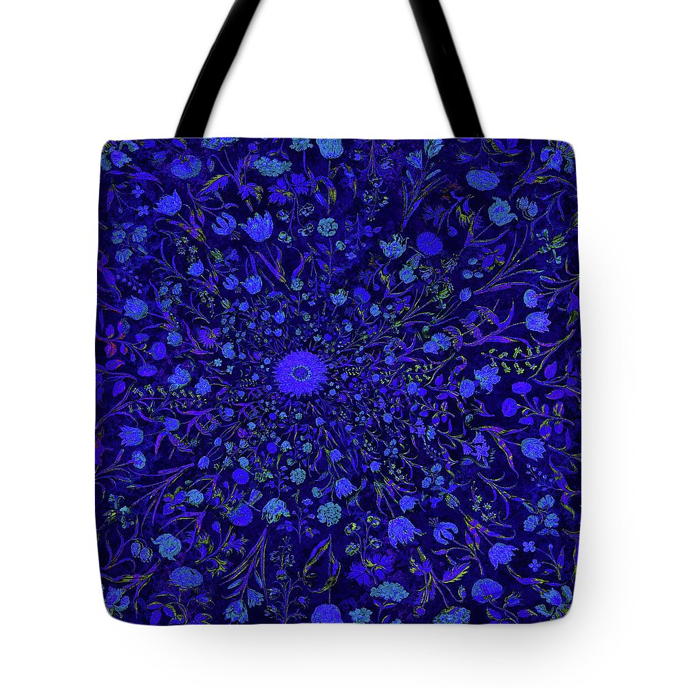 Blue Medieval Flowers  - Tote Bag