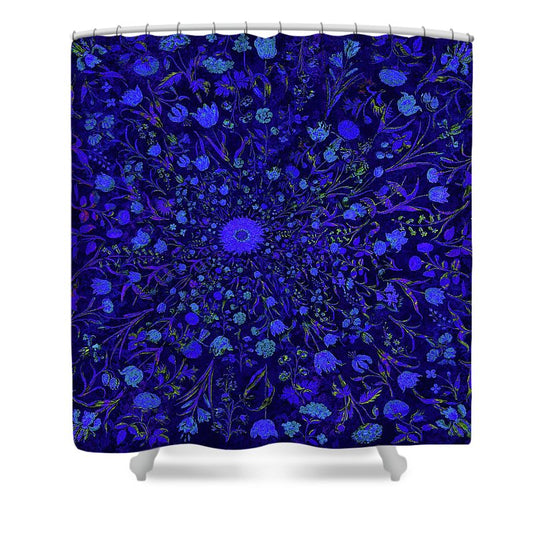 Blue Medieval Flowers  - Shower Curtain