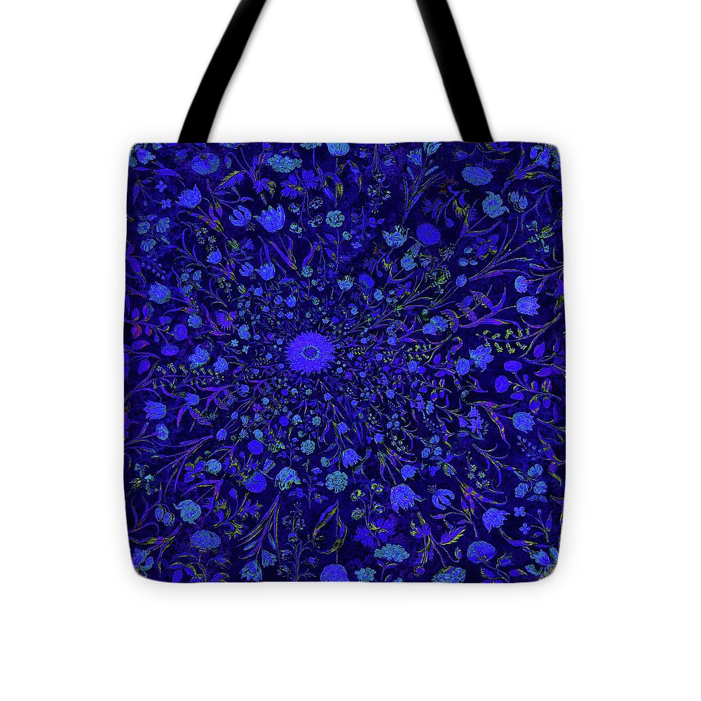 Blue Medieval Flowers  - Tote Bag