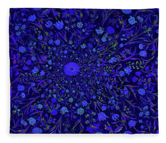 Blue Medieval Flowers  - Blanket