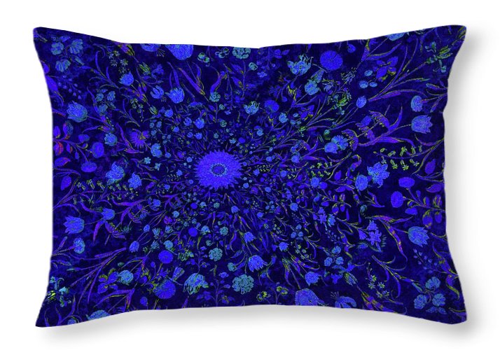 Blue Medieval Flowers  - Throw Pillow