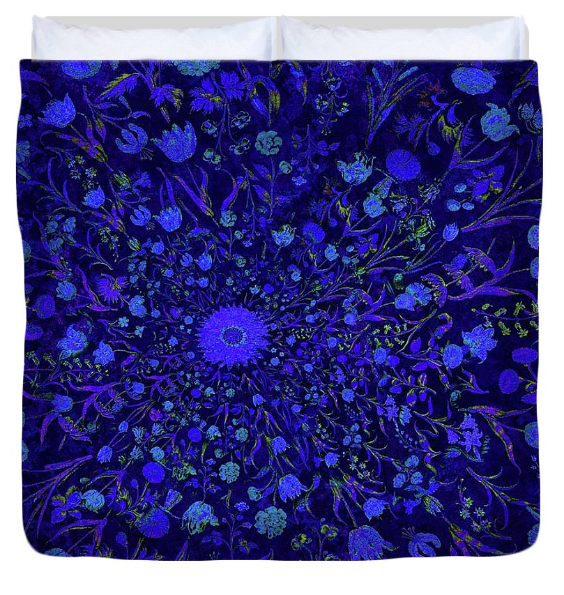Blue Medieval Flowers  - Duvet Cover