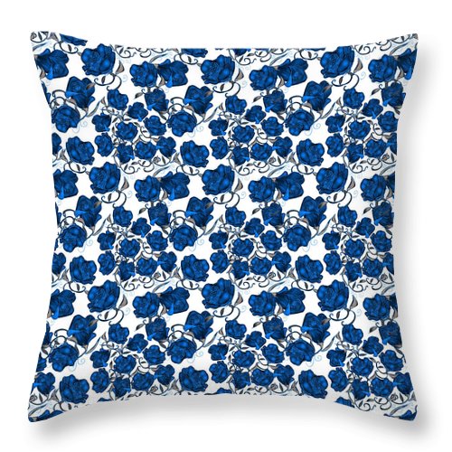 Blue Roses - Throw Pillow