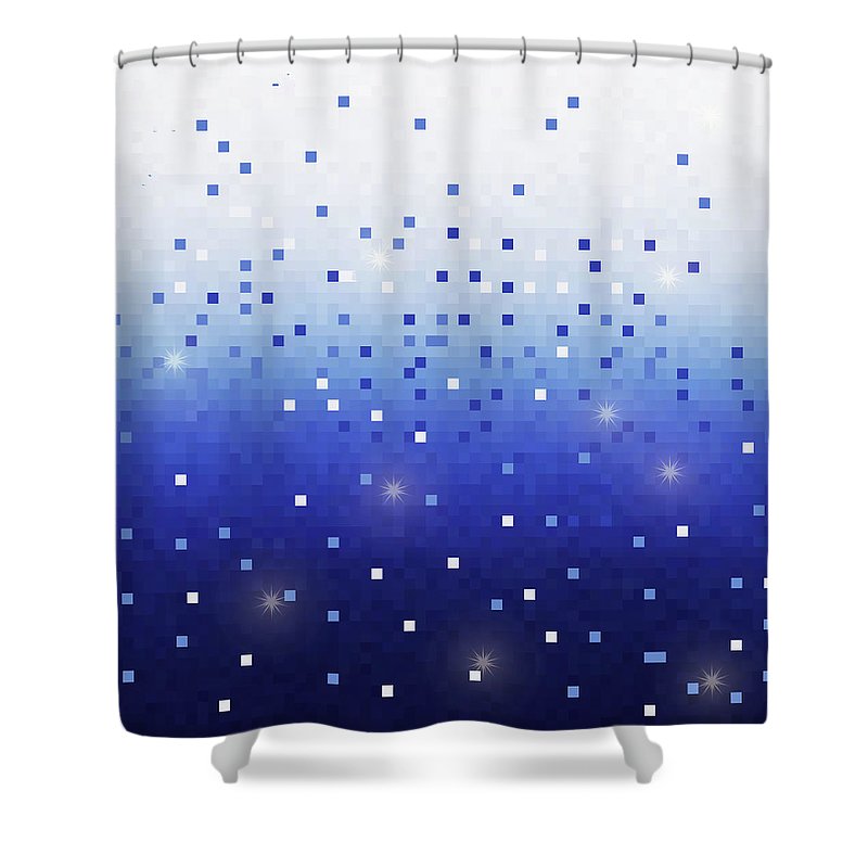 Blue Square Confetti - Shower Curtain