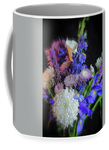 Blue White Purple Mixed Flowers Bouquet - Mug