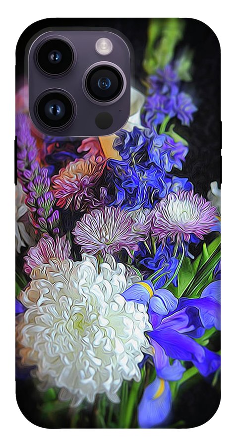 Blue White Purple Mixed Flowers Bouquet - Phone Case