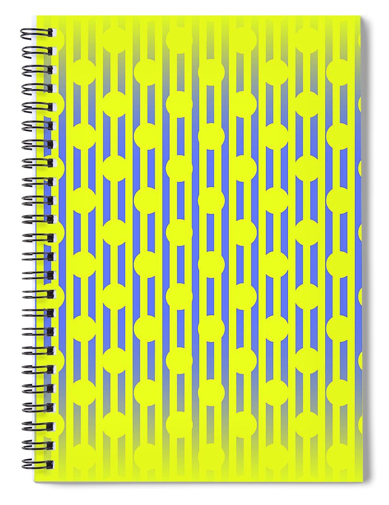 Blue Yellow Stripes and Dots - Spiral Notebook