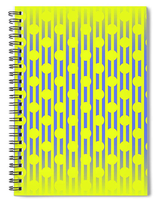 Blue Yellow Stripes and Dots - Spiral Notebook