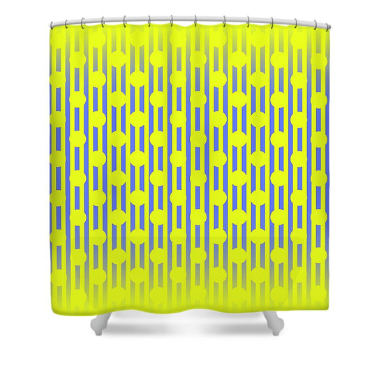 Blue Yellow Stripes and Dots - Shower Curtain