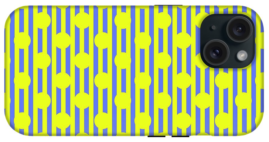 Blue Yellow Stripes and Dots - Phone Case