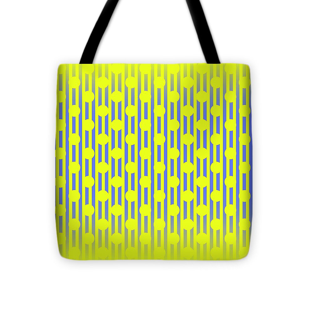 Blue Yellow Stripes and Dots - Tote Bag