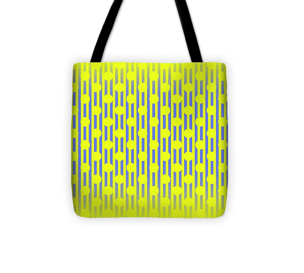 Blue Yellow Stripes and Dots - Tote Bag