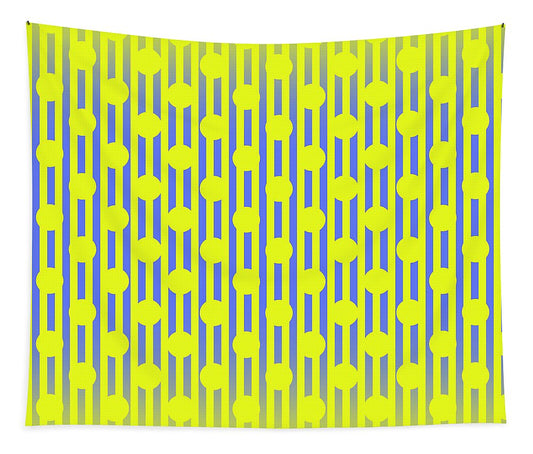 Blue Yellow Stripes and Dots - Tapestry