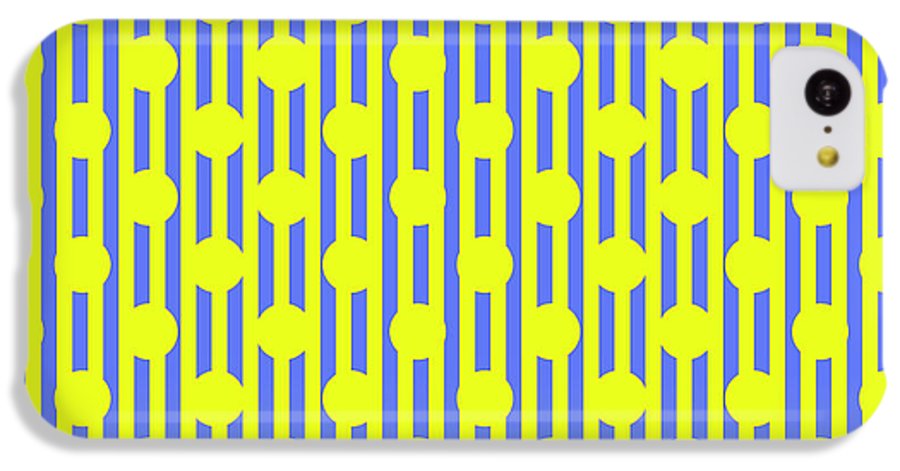 Blue Yellow Stripes and Dots - Phone Case