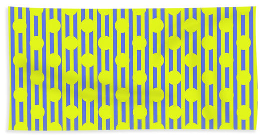 Blue Yellow Stripes and Dots - Beach Towel