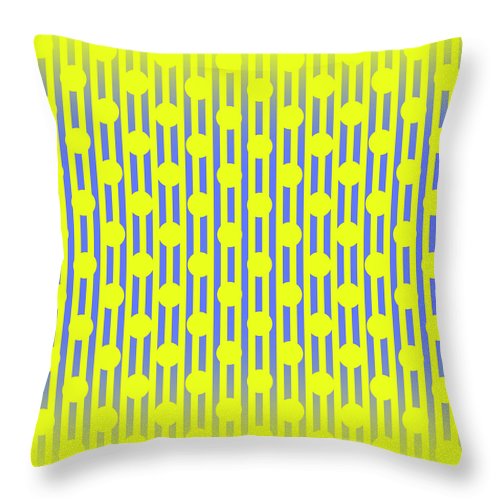 Blue Yellow Stripes and Dots - Throw Pillow