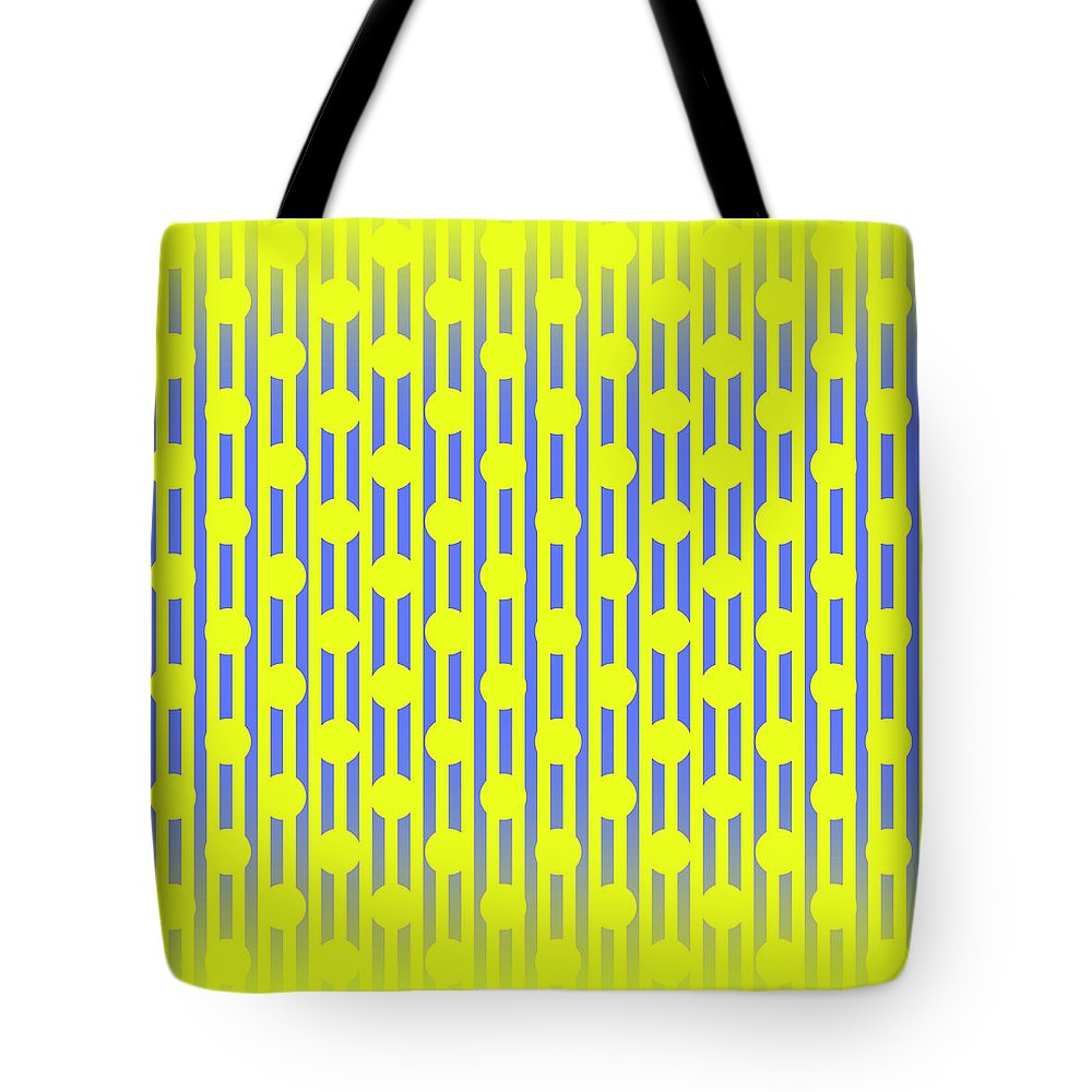 Blue Yellow Stripes and Dots - Tote Bag