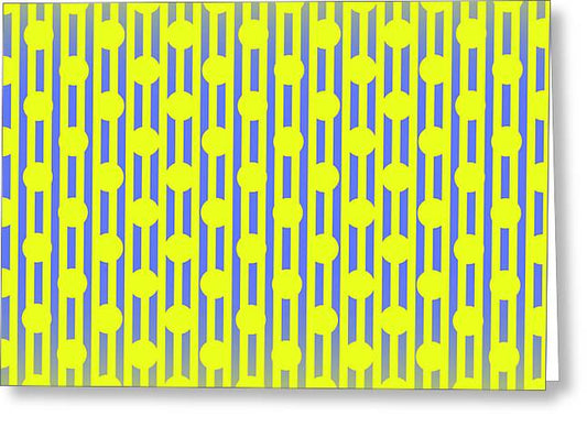 Blue Yellow Stripes and Dots - Greeting Card