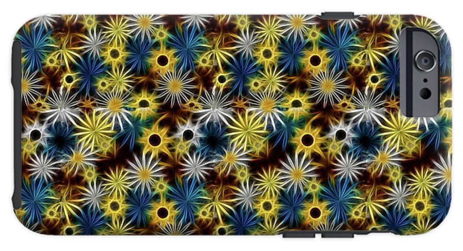 Blue Yellow White Daisies on Brown - Phone Case