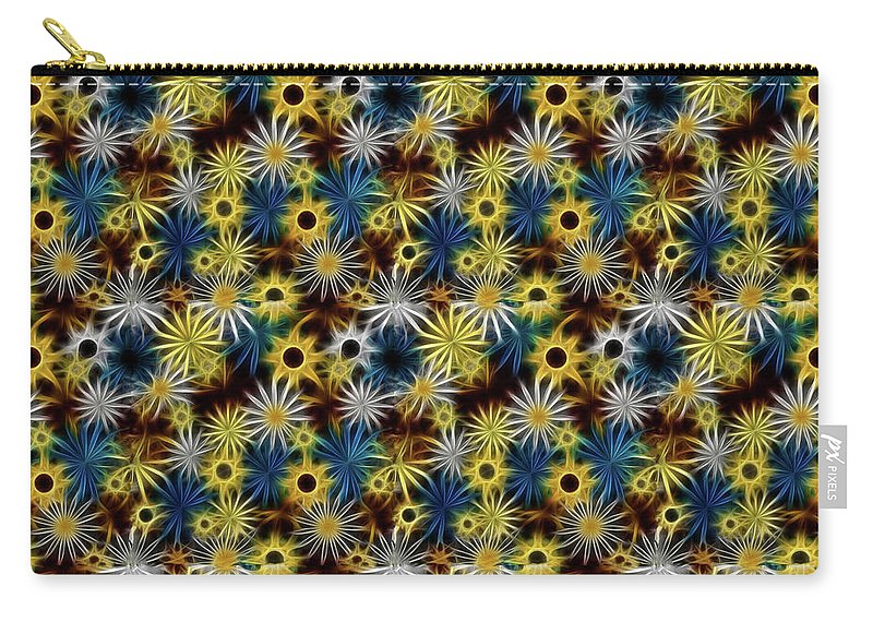 Blue Yellow White Daisies on Brown - Carry-All Pouch