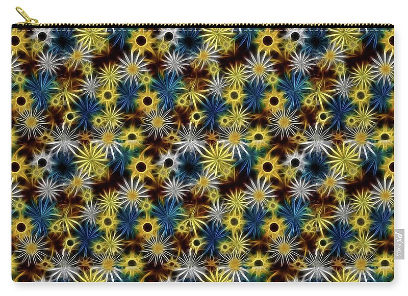 Blue Yellow White Daisies on Brown - Carry-All Pouch