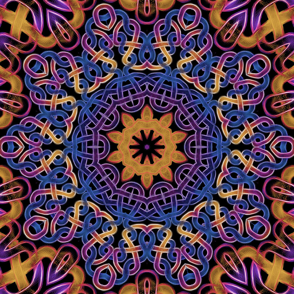 Blue Gold Celtic Kaleidoscope Digital Image Download