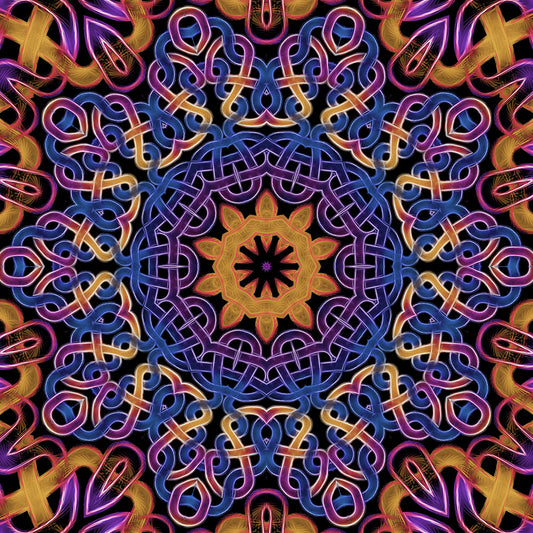 Blue Gold Celtic Kaleidoscope Digital Image Download