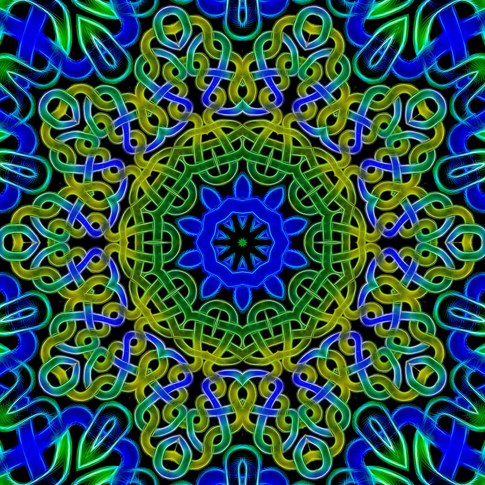 Blue Green Celtic Kaleidoscope Digital Image Download