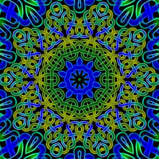 Blue Green Celtic Kaleidoscope Digital Image Download