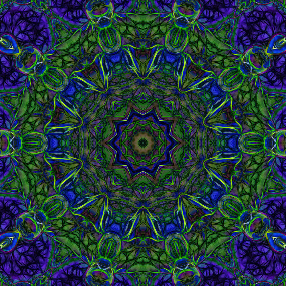 Blue Green Ribbon Kaleidoscope Digital Image Download