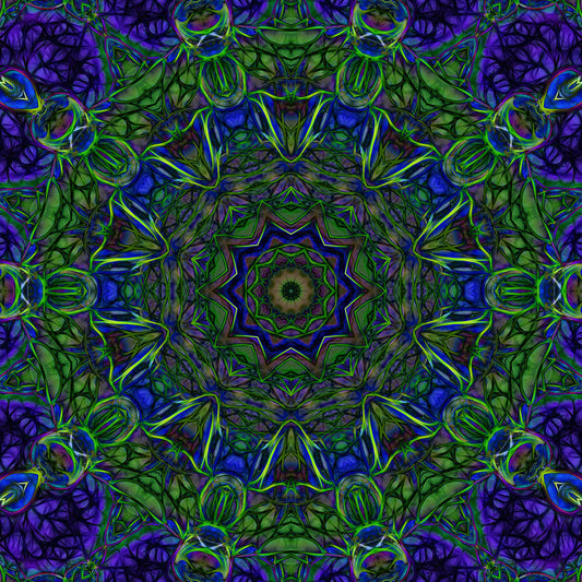 Blue Green Ribbon Kaleidoscope Digital Image Download