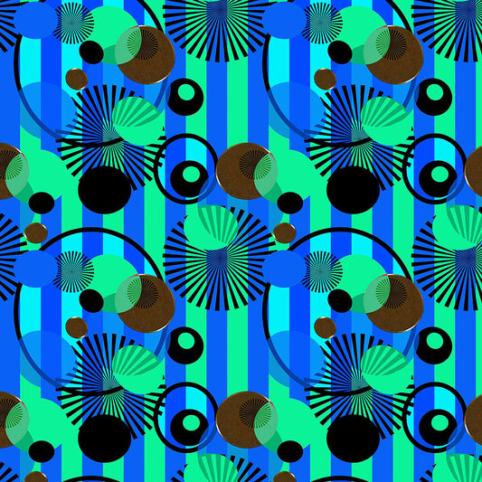 Blue Green Stripes and Dots Digital Image Download