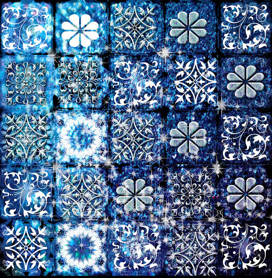 Blue Ice Crystals Motif Digital Image Download
