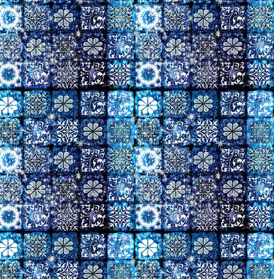 Blue Ice Crystals Motif Digital Image Download