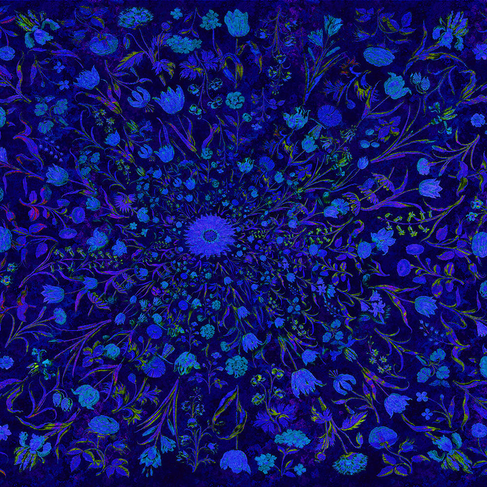 Blue Medieval Flowers Digital Image Download
