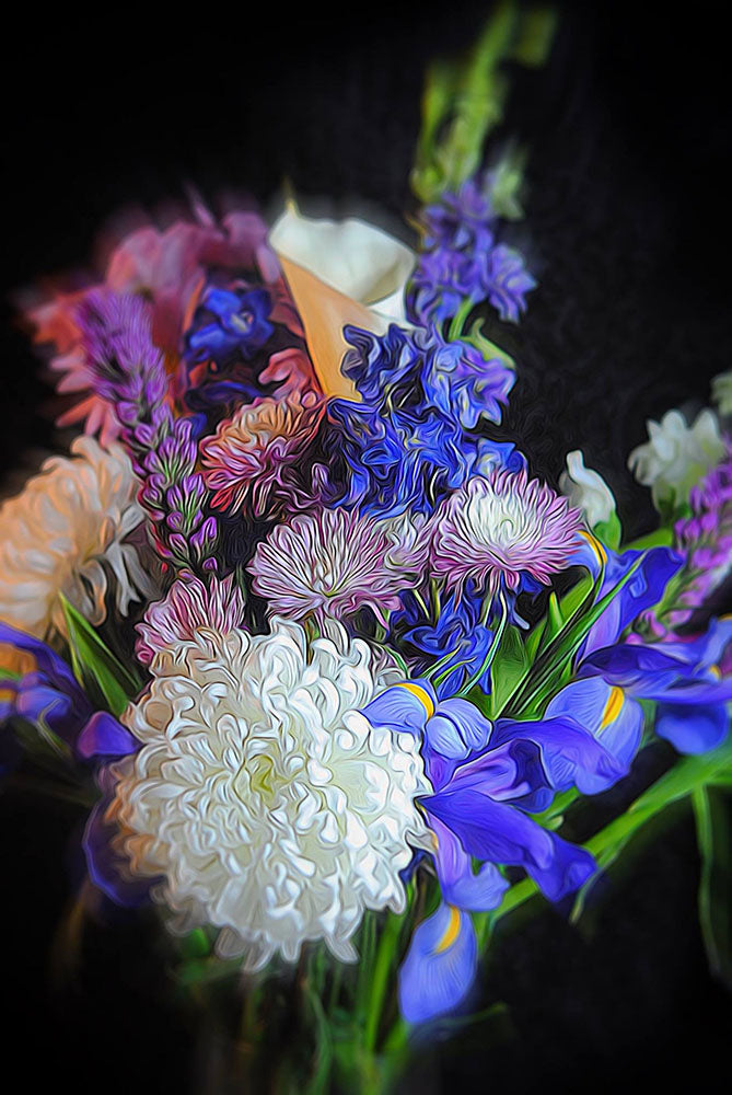 Blue White Purple Bouquet Digital Image Download